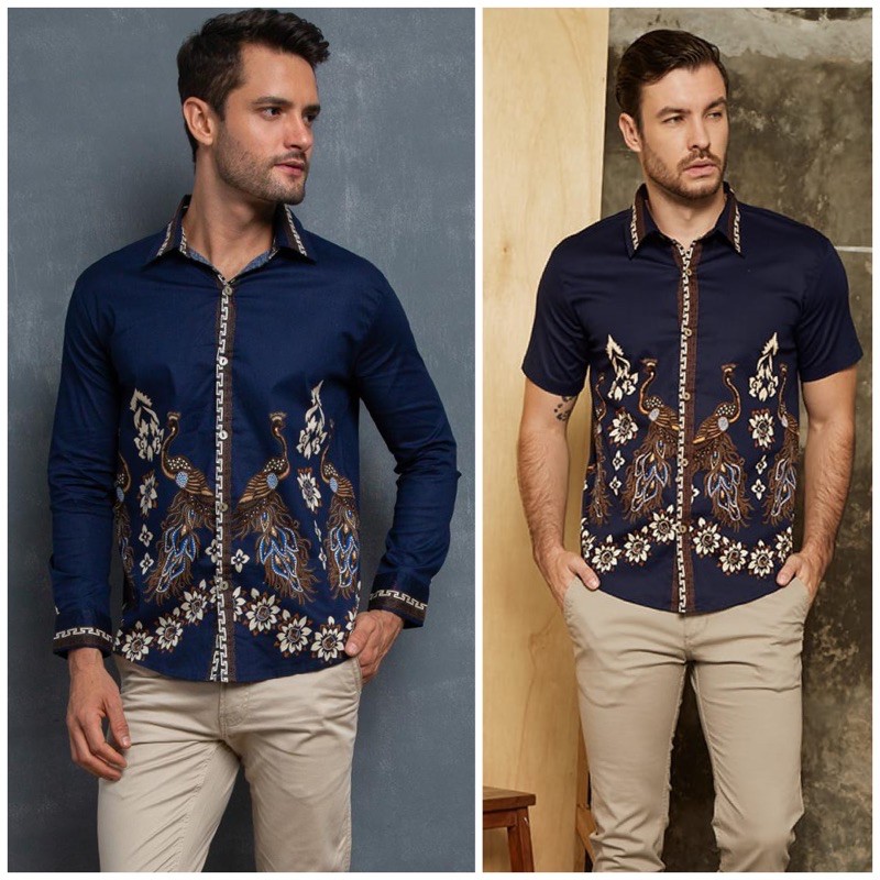 Kemeja Batik 113/115 JM Navy/ Atasan batik Pria