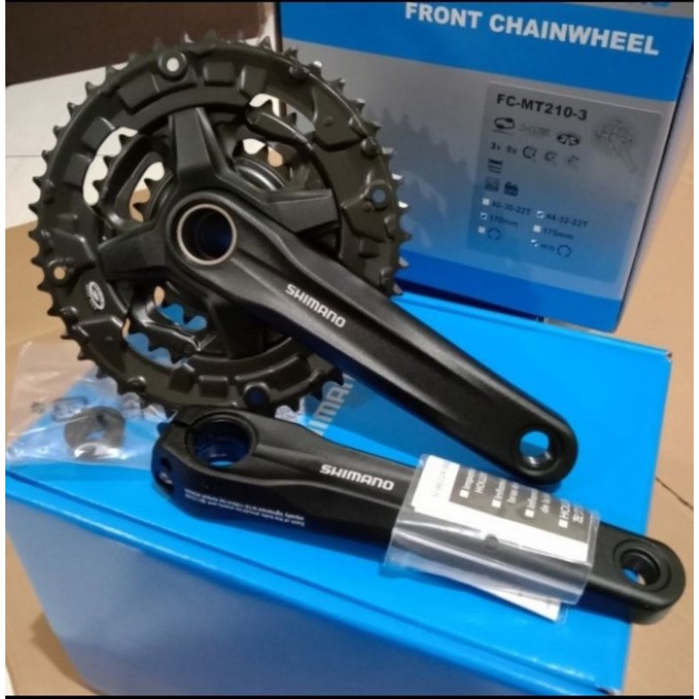 gir crankset crank set shimano original altus FC MT210 hollowtech 2 HT2 sepeda mtb 3 speed 40t 44t a