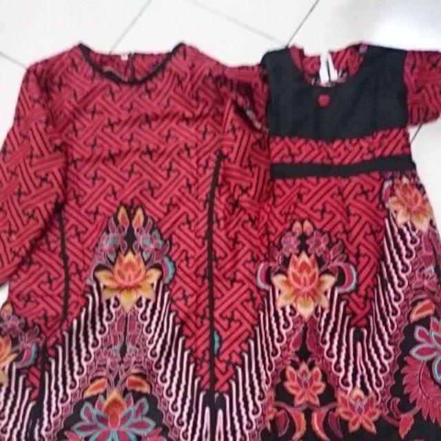 Qnunbatik Batik Keluarga/family Dress Orchid Merah