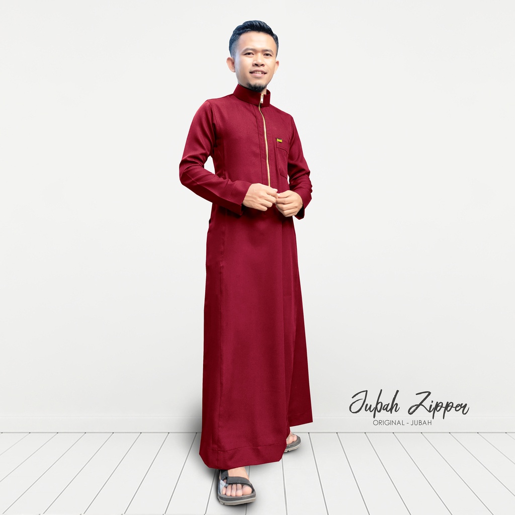 Jubah Gamis Pria Dewasa remaja RESLETING / ZIPPER , Jubah Pria, Gamis Pria Lengan Panjang