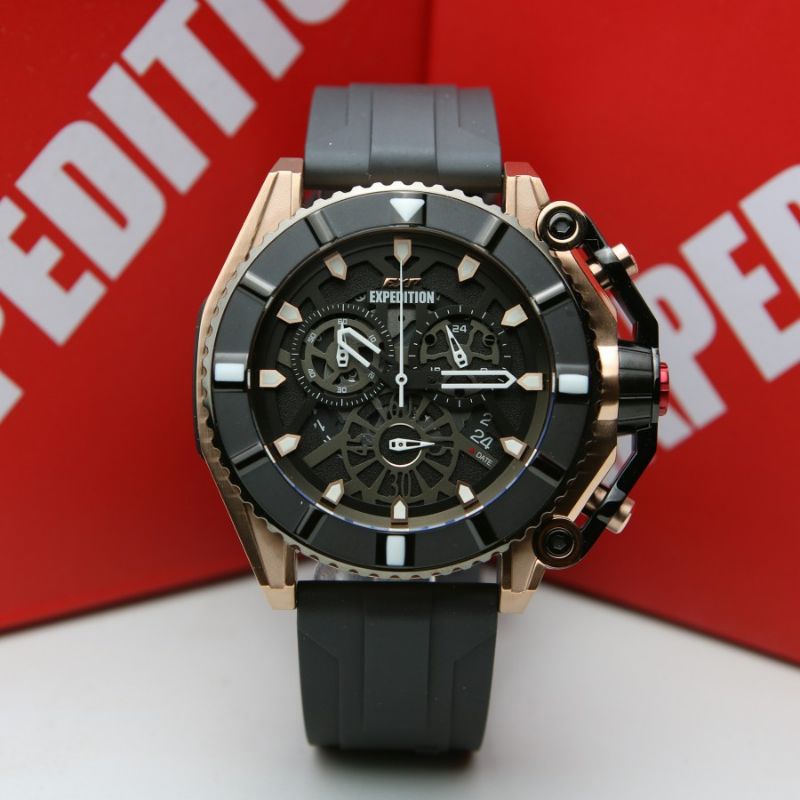 Jam Expedition pria Exp e3009 m original rubber Black rosegold