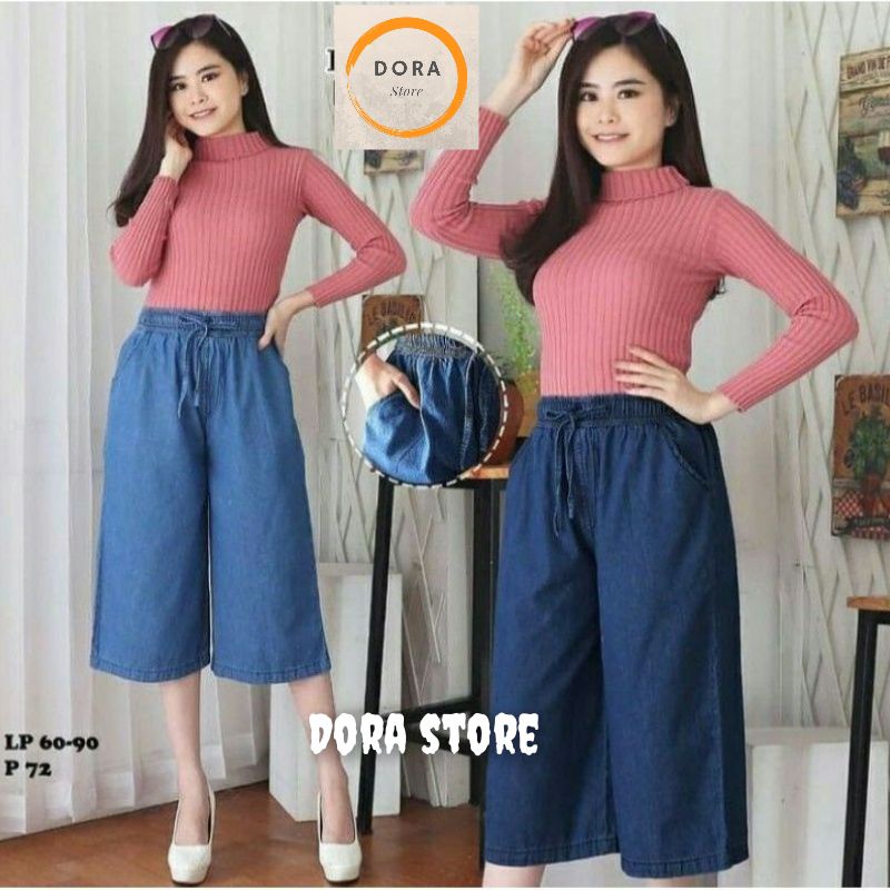 celana kulot pendek 7/8 jeans wanita celana kulot jeans pendek 7/8