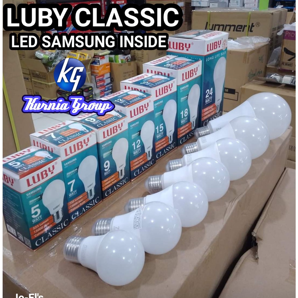 LUBY Lampu Led Classic 5w 7w 9w 12w 15w 18w 24w Sinar Putih 6500K Cool Day light Bohlam SNI Super Terang Bergaransi Kualitas Premium Original 5watt 7wat 9watt 12watt 15watt 18watt 24watt Termurah Harga Grosir