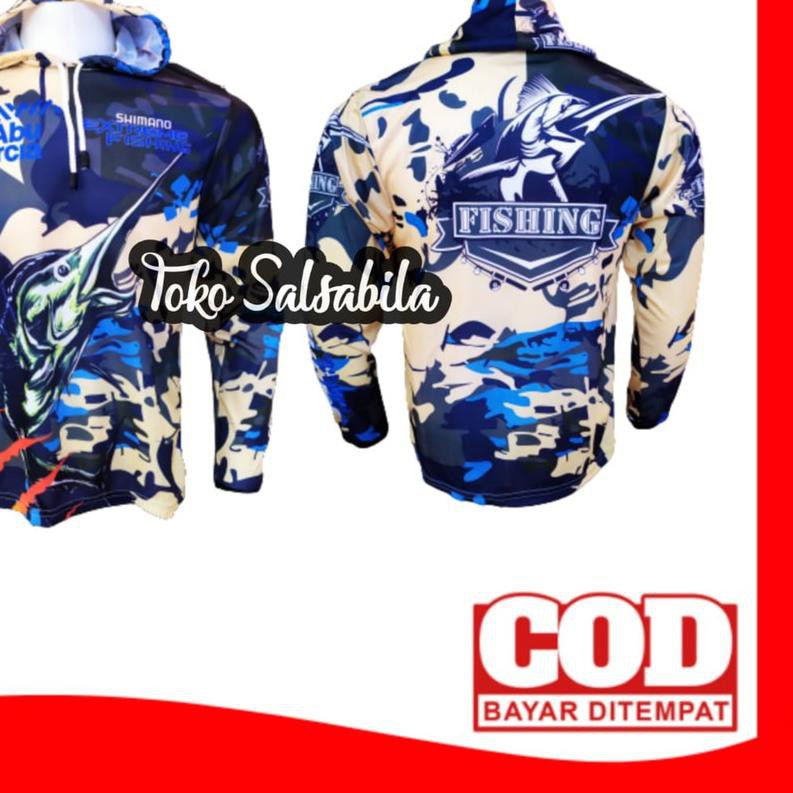 ♜ Jersey Mancing Hoodie Lengan Panjang / Kaos Mancing Tudung / Baju Mancing Mania Jersey Pakaian Pri