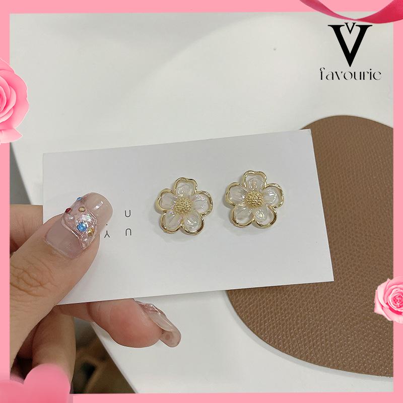 [COD]Simple Retro Super Fairy Double Layer Flower Earrings Wanita Anting Fashion Pribadi-FA