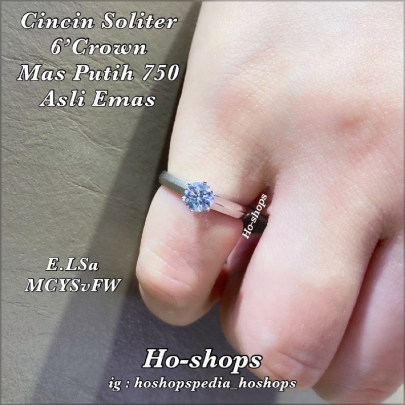 cincin emas putih soliter kadar 75% asli emas