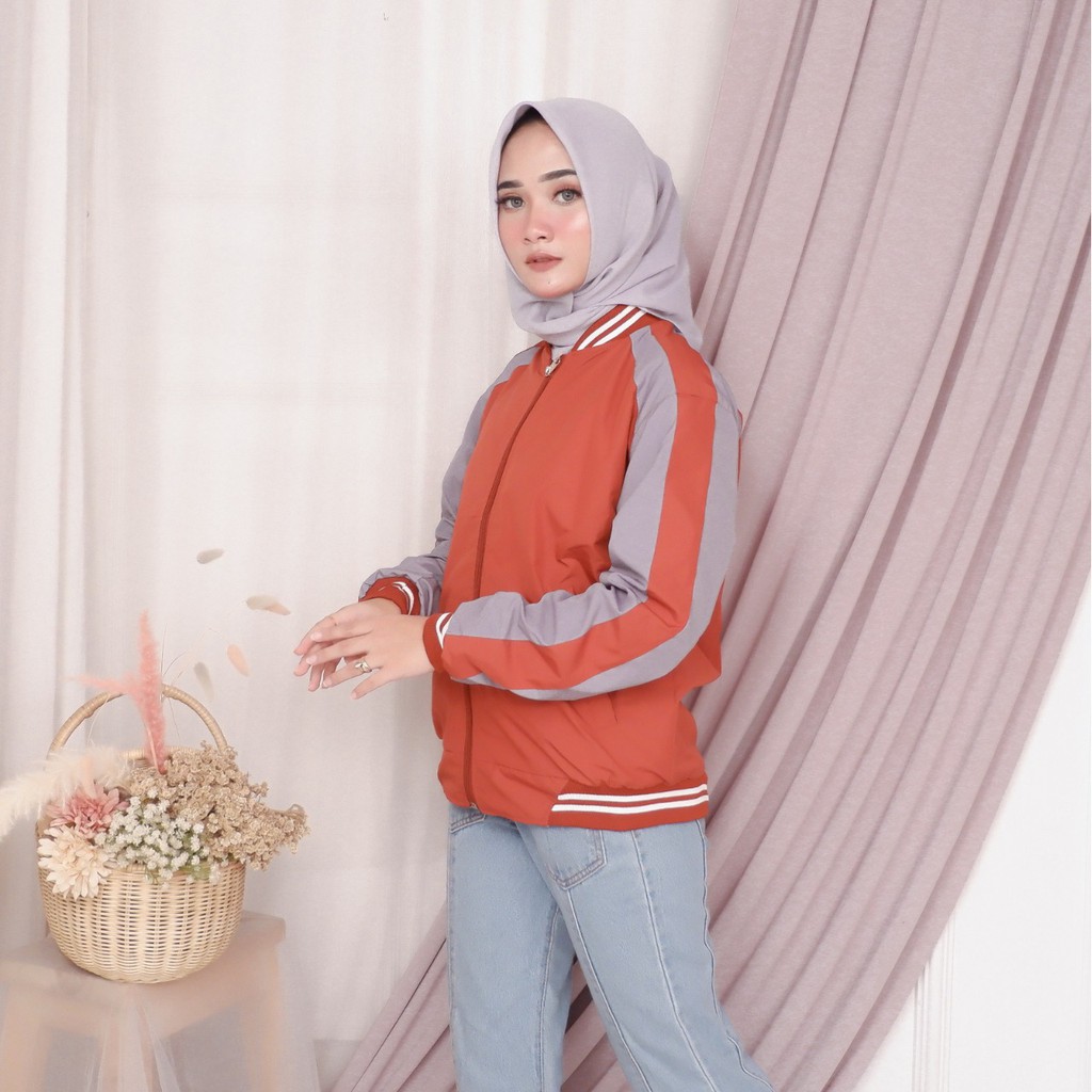 SKJ ORANGE |ManNeedMe x AMZ| Jaket Pria Bomber Jaket Parasut Unisex 2 in 1 ORIGINAL