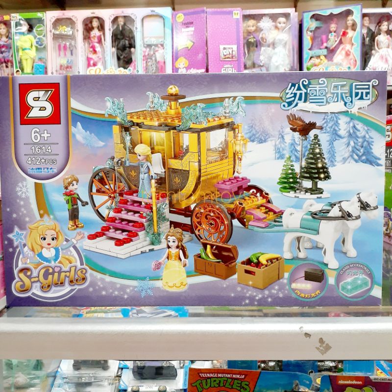 PRINCESS CARRIAGE Kereta Kuda Mainan Susun Balok Blocks Frozen Beauty and The Beast