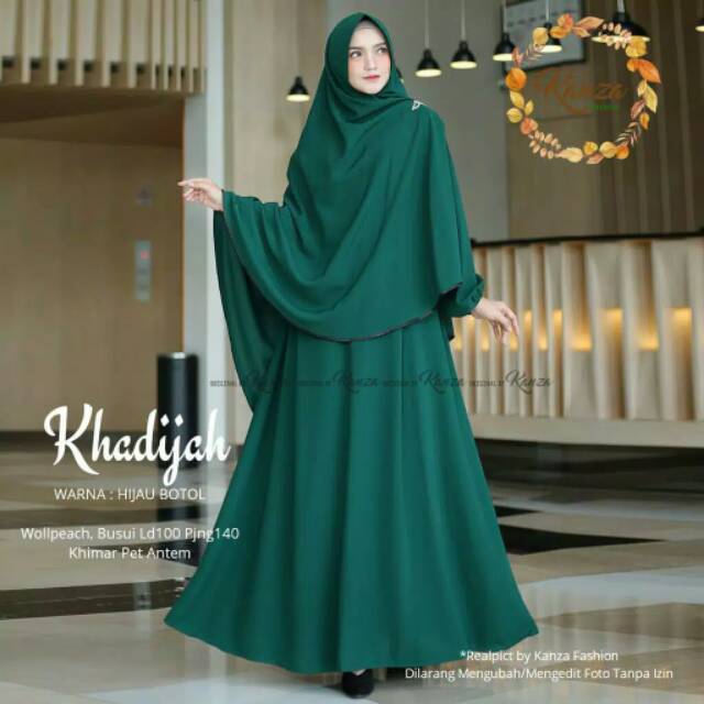 dress syar'i set gamis+hijab wanita khadijah