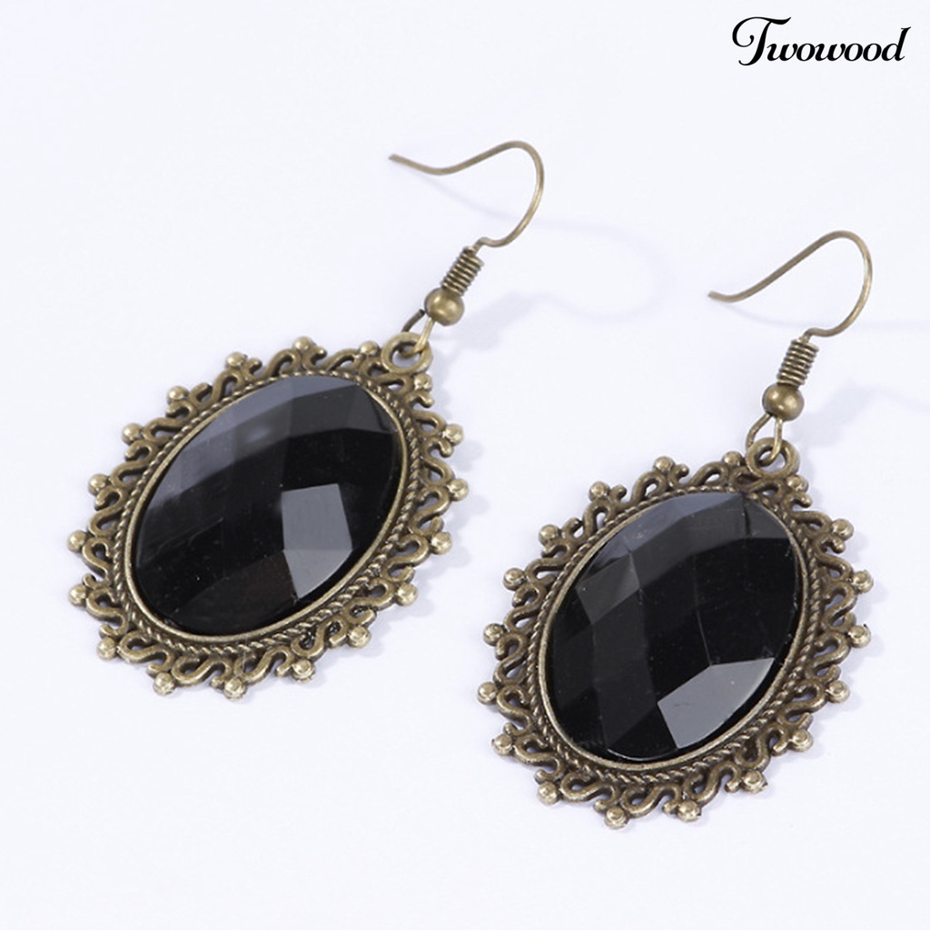 Twowood Lace Flower Faux Gem Necklace Bracelet Earrings Wide Gothic Punk Style Choker Necklace Bracelet Jewelry Accessory