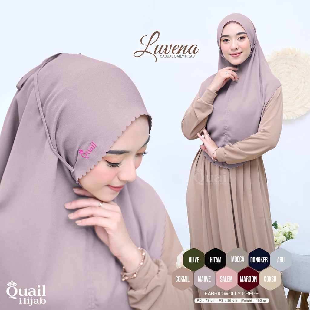[Restock 300721] LUVENA Daily hijab tali belakang laser cut Quail Hijab bahan wolly crepe Ori Murah