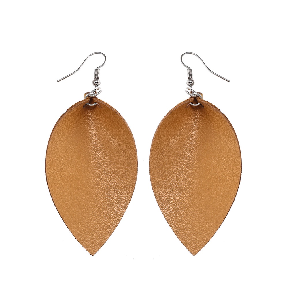 Hu Hu Hu Hu Hu Alat Bantu Pasang Kacamata♡ 1 Pasang Anting Kait Gantung Bentuk Daun Bahan Kulit Imitasi Gaya Etnik Untuk Pernikahan