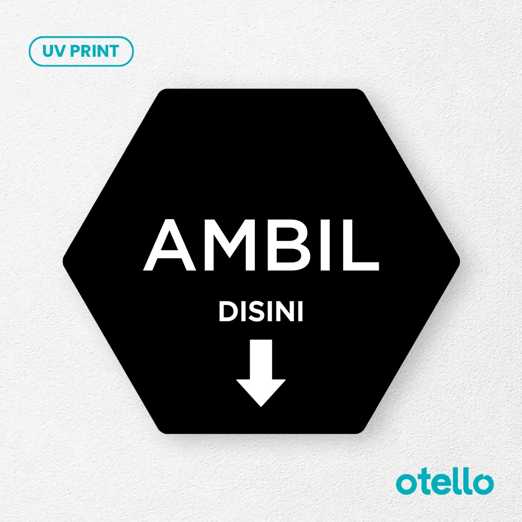 Ambil Disini Sign Board Akrilik Signage Sticker Papan Label Acrylic Restoran Wall Stiker Dinding Petunjuk Toko Restoran Cafe