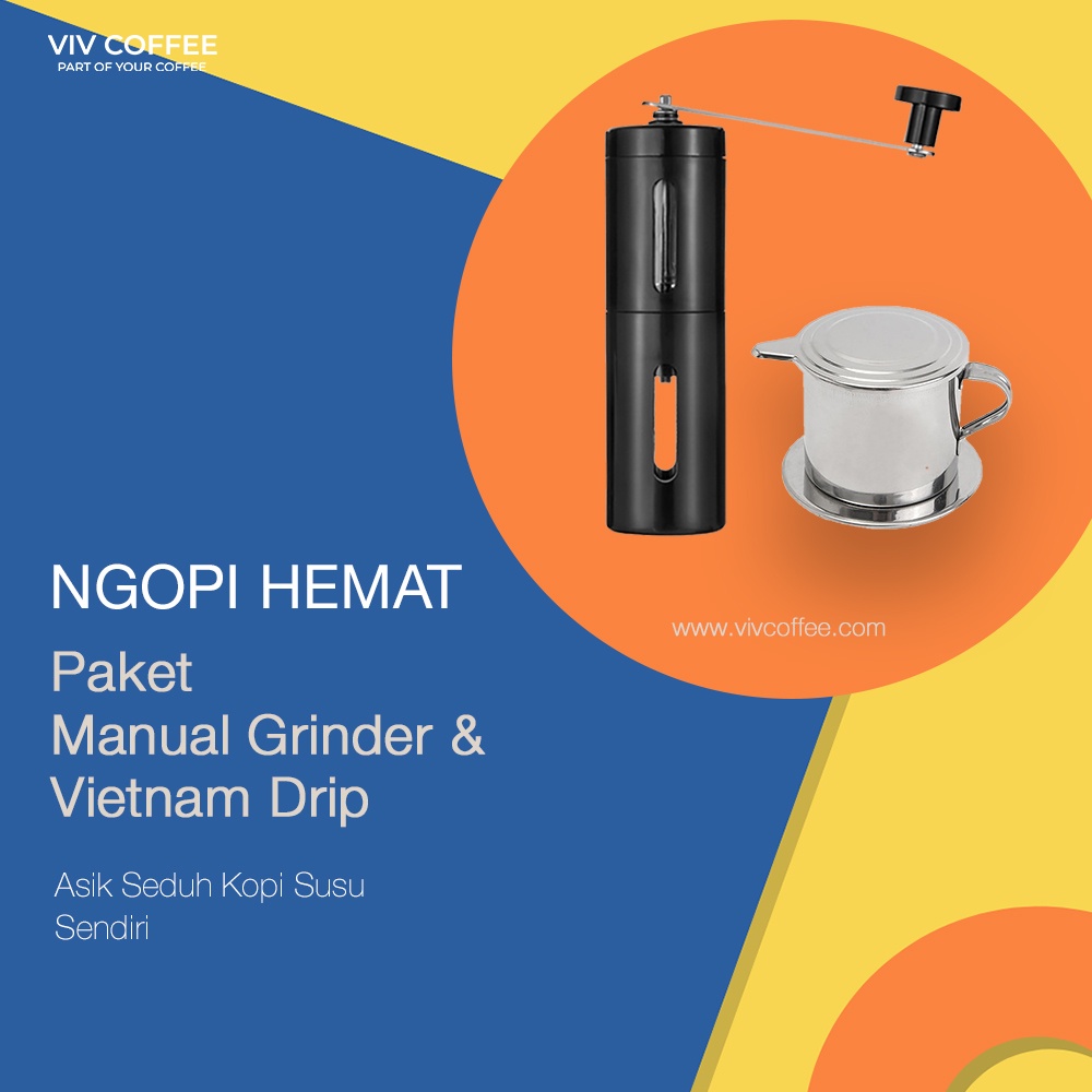 Paket Alat Kopi Murah Vietnam Drip - Grinder Kopi Manual Hitam