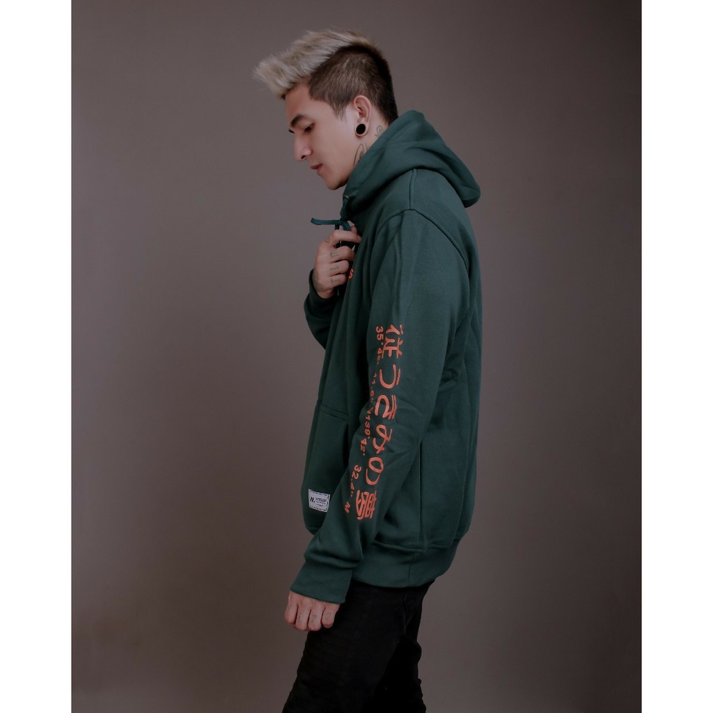 Jaket Hoodie MOTHBLESS HAND LIST JAPANESE – Green Edition Trendy Casual  Unisex Good Brand Quality S