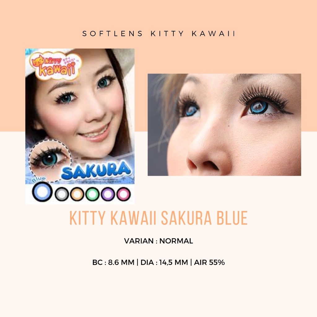 SOFTLENS KITTY KAWAII / SOFTLENS KOREA SAKURA BLUE -NORMAL / LENSA MATA