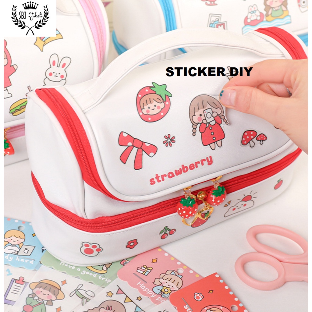 Tempat Pensil Kotak Pensil STICKER DIY Korea Design Pencil Case