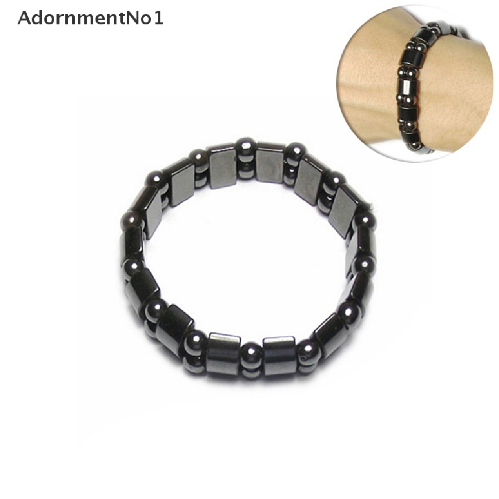 (AdornmentNo1) Gelang Tangan Batu Hitam Bulat Magnetik Untuk Terapi Kesehatan / Menurunkan Berat Badan