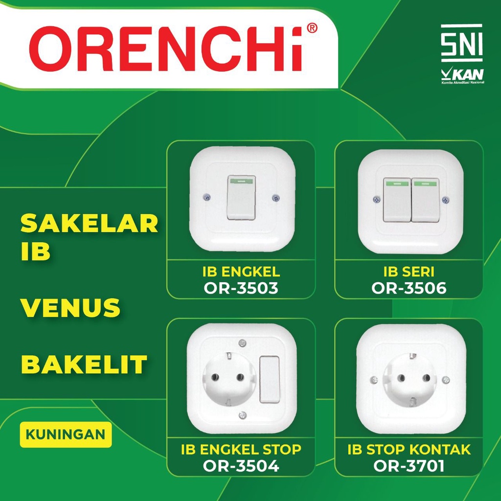 Orenchi Venus Ib Saklar Engkel / Stop / Seri / Engkel+Stopkontak Tanam - Ib Engkel