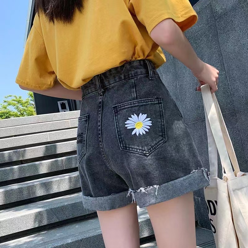 【Cewek_id】Celana hotpants jeans pendek wanita korean style high waist  jens kekinian short perempuan preloved