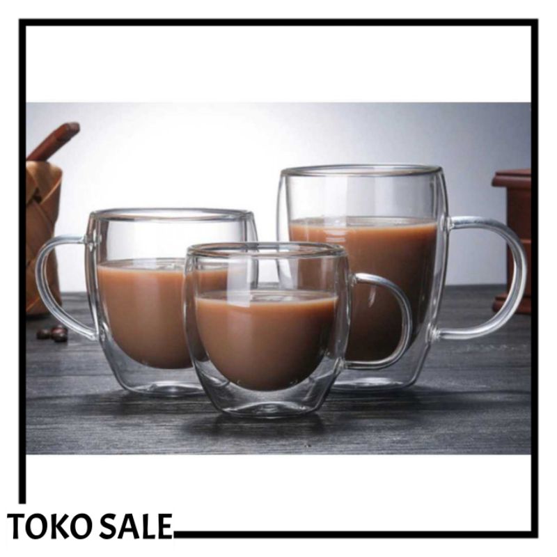 (BBS)  Gelas Cangkir Mug Kopi Anti Panas Double Wall Layer Lucu Unik