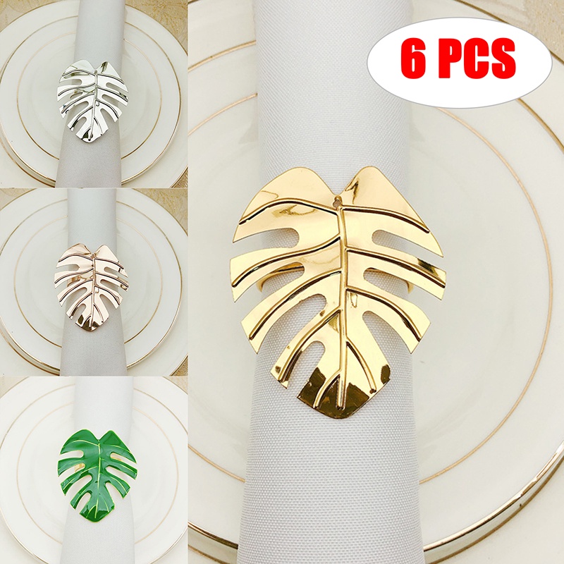 6 Pcs Cincin Holder Serbet Bentuk Daun Untuk Dekorasi Meja Pesta Pernikahan