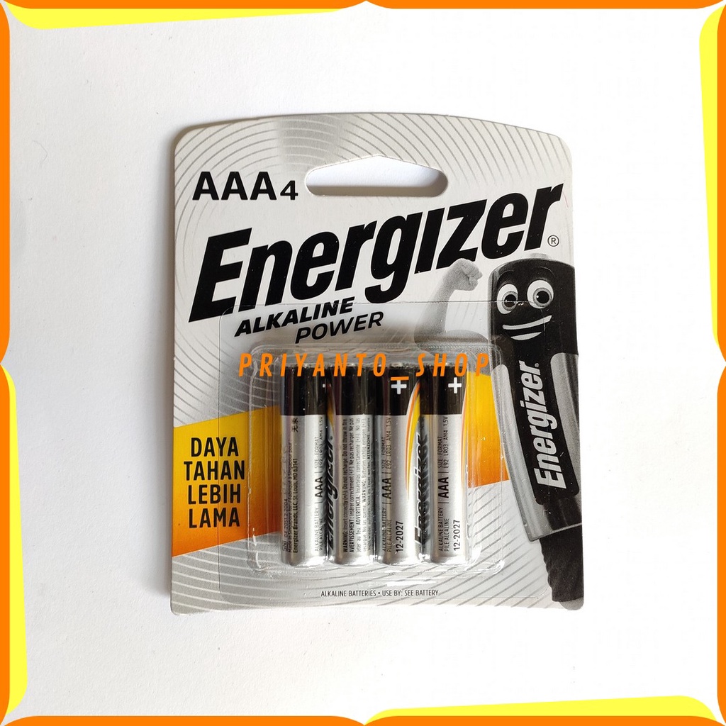 BATERAI ENERGIZER ALKALINE POWER AAA A3 E92 LR03 1.5V ASLI ISI 4 ORIGINAL