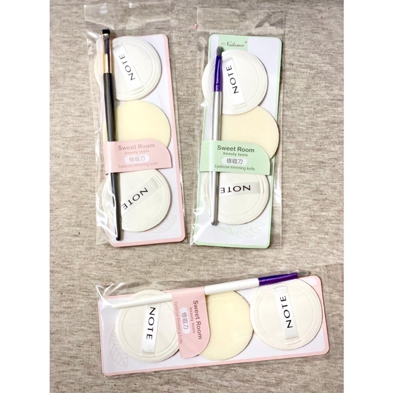 SPON ALAS BEDAK 3pcs+kuas 1pcs spin make up sesuai photo (kuas daixi)