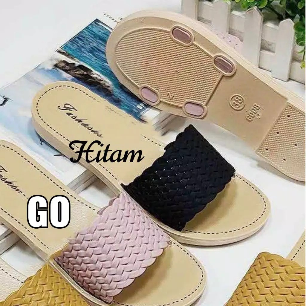 sogo Import TIKAR RAJUT Sandal Wanita Murah Slip Casual Teplek Sandal Cewek Flat