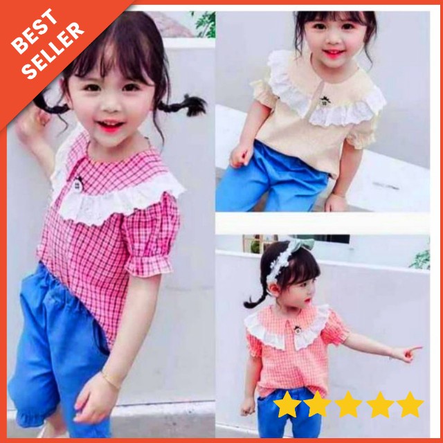 Setelan celana pendek anak cewek import 0-4 tahun / Setelan hotpant anak perempuan  import 0-4 tahun / Baju anak import / Pakaian anak import  uisa 0-4Tahun