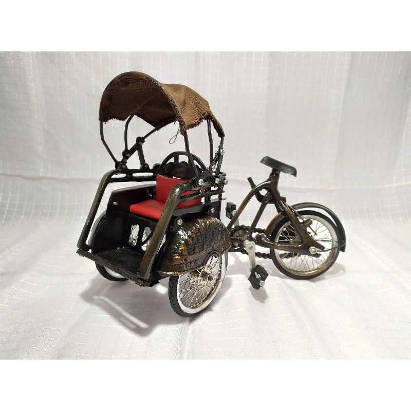 Miniatur Becak Kuningan (kecil)