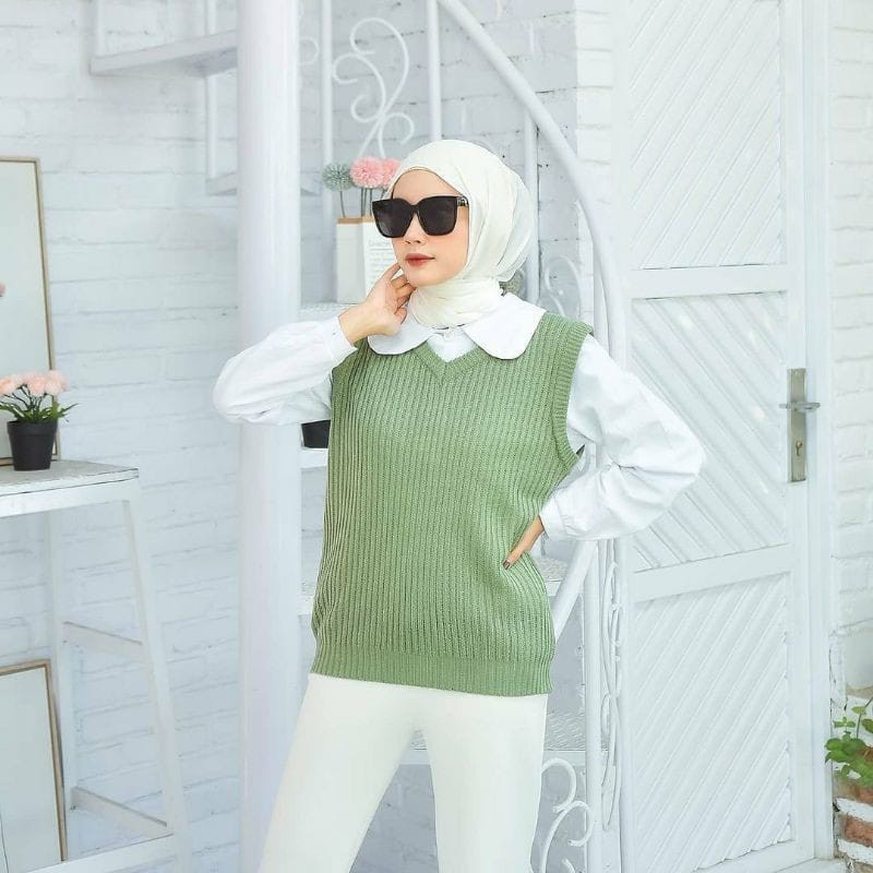 Vest Rajut Wanita Polos/ Vest Rompi Rajut / Rompi Rajut Wanita / Outwear Wanita Kekinian