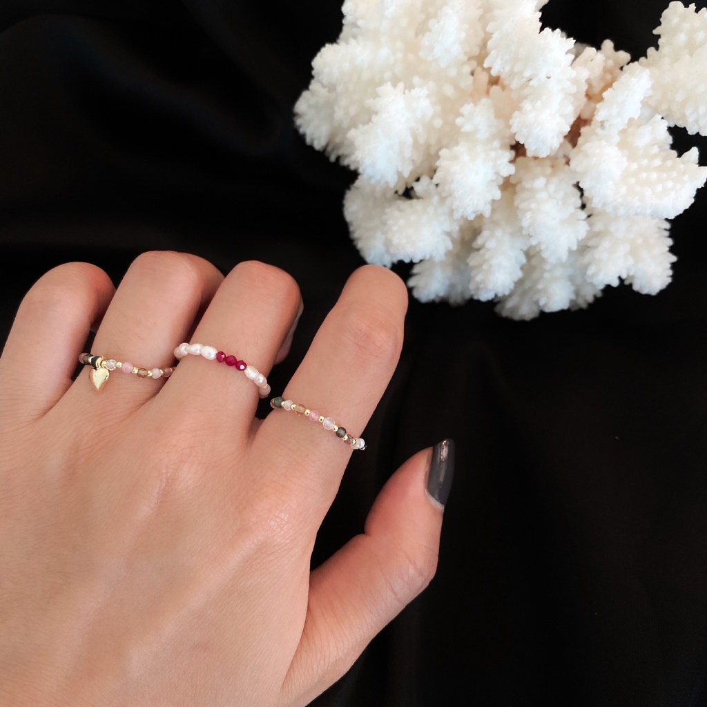 Cincin Manik-Manik Mutiara Imitasi Bahan Resin Warna-Warni Untuk Wanita