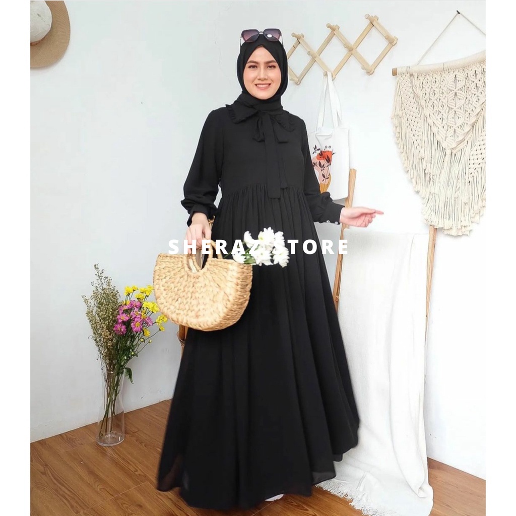 Gamis Polos Wanita Korean Style Jumbo Ld 120 130 140 ANNORA DRESS S M L XL XXL 3XL 5L Gamis Ceruty Babydoll Terbaru