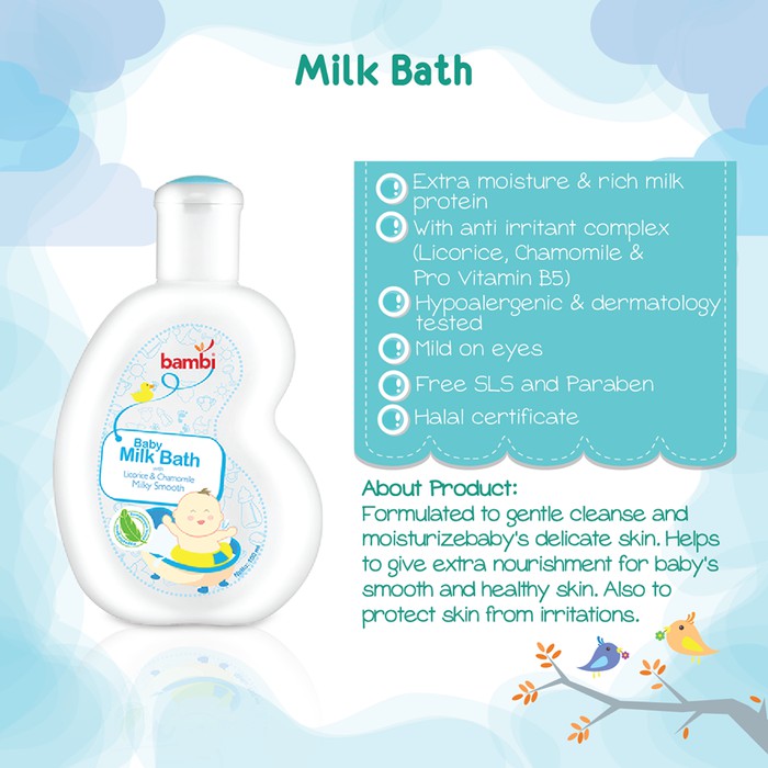 SABUN CAIR BAMBI BABY MILK BATH 100 ML