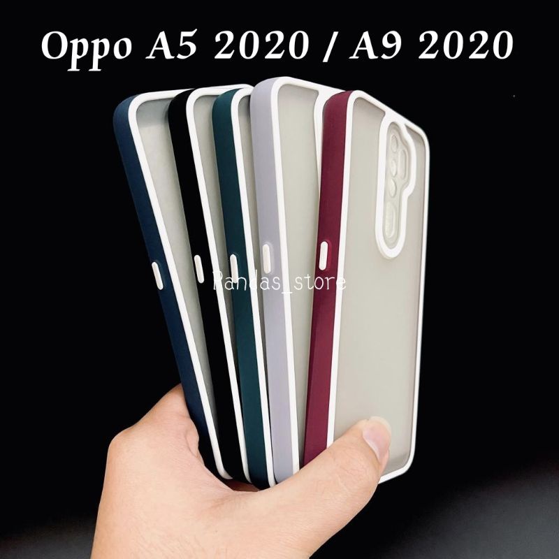 Pro Hybird Oppo A5 2020 / A9 2020 Softcase Halus dan Elegan / Pinggiran Garis Putih Keren (Pandas)