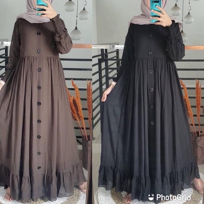 [KODE-HN5] Plain Dress - Baju Gamis Syari Remaja / Ibu Ibu Pesta Kondangan Mewah Elegan Sultan Jumbo