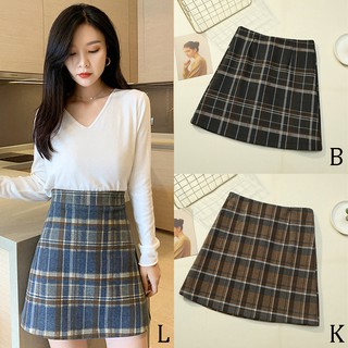 FELICELIFE Rok Selutut A Line High Waist Motif Kotak untuk FELICELIFE Rok Selutut A Line High Waist Motif Kotak untuk