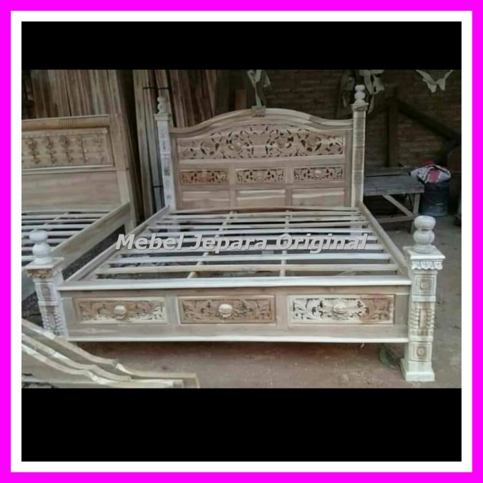 Dipan Ukir Kayu Jati - Rangka Tempat Tidur Jati Mebel Jepara Mentah Original