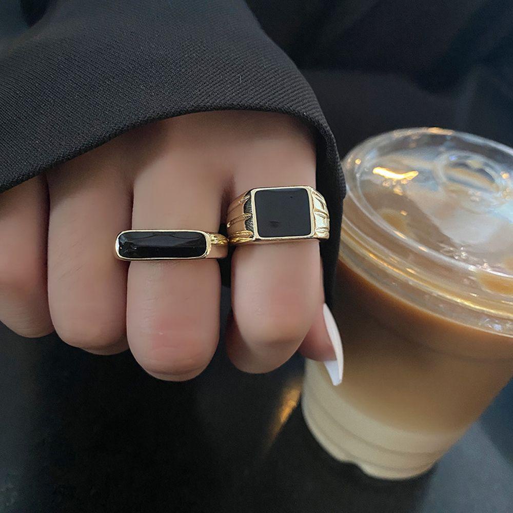 Mxbeauty Wanita Pembukaan Cincin Hadiah Elegan Menetes Minyak Untuk Perempuan Square Adjustable Finger Jewelry