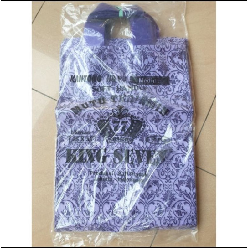 Isi 50 lembar kantong plastik motif handle 25 x 35