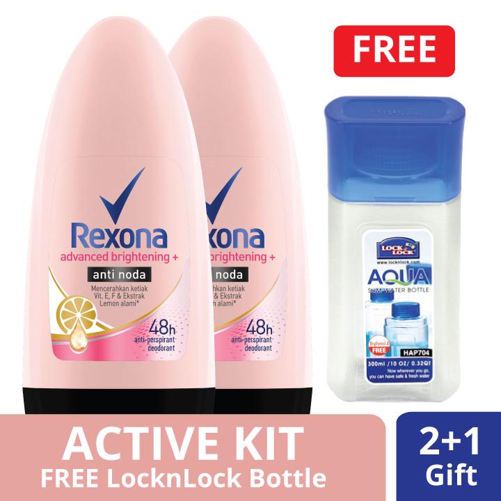 Buy 2x Rexona Deodorant Roll On Whitening And Anti Noda 45ml Free Lock&Lock Tumblr