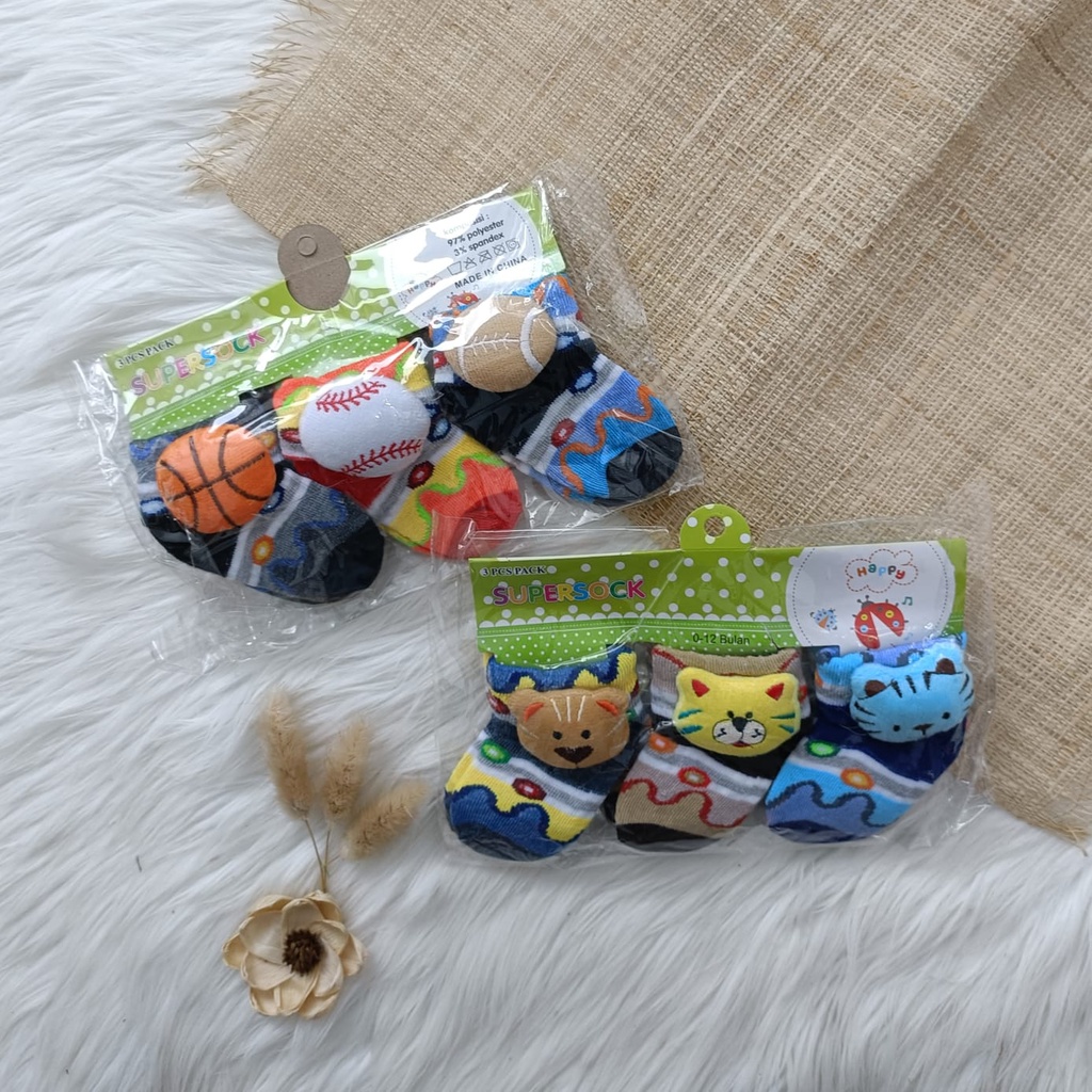 kaos kaki bayi motif boneka boy / girl