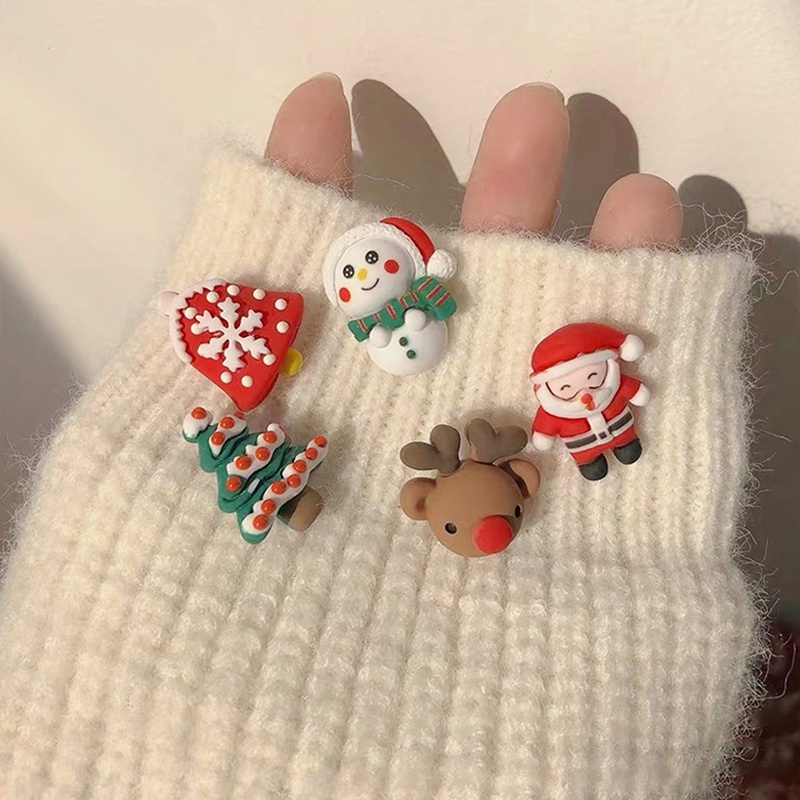 Anting Desain Santa Claus Snowman Bahan Resin Untuk Wanita