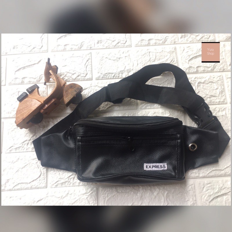 Waist Bag Cowok Express | Tas Pinggang Selempang Pria Motif Express Polos