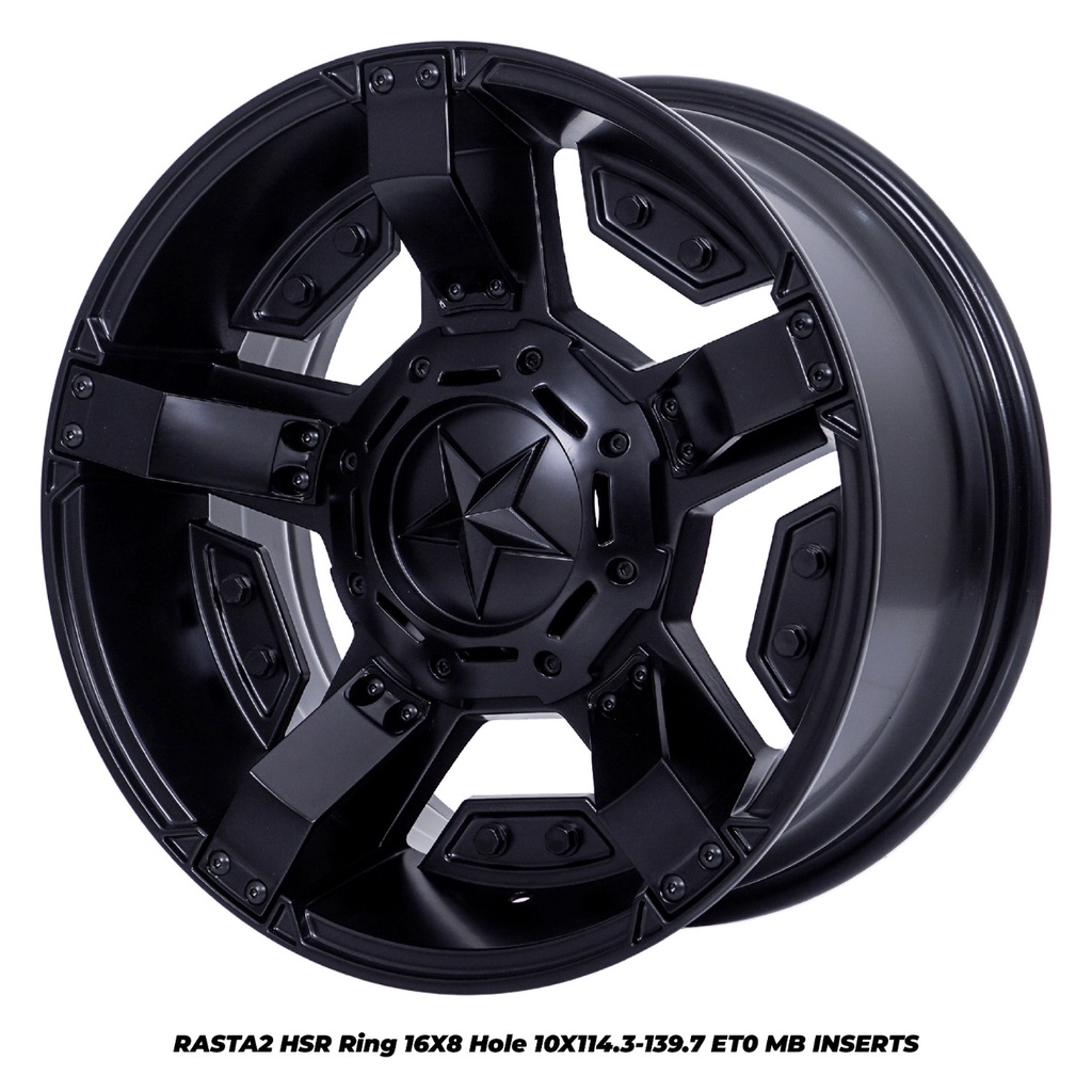 Velg Mobil HSR RASTA 2 JT5238 Ring 16 Pelek Offroad Rush Terios Innova Jimny Black