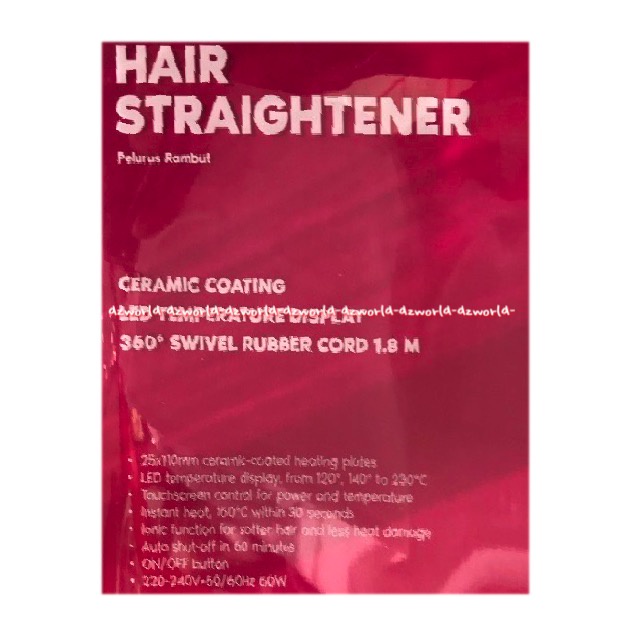 Klaz Straightener Hair Alat Catok Slim Alat Pelurus Rambut Praktis Black Pink Klas Catokan Rambut Klaz Slim Ionic &amp; Ceramic