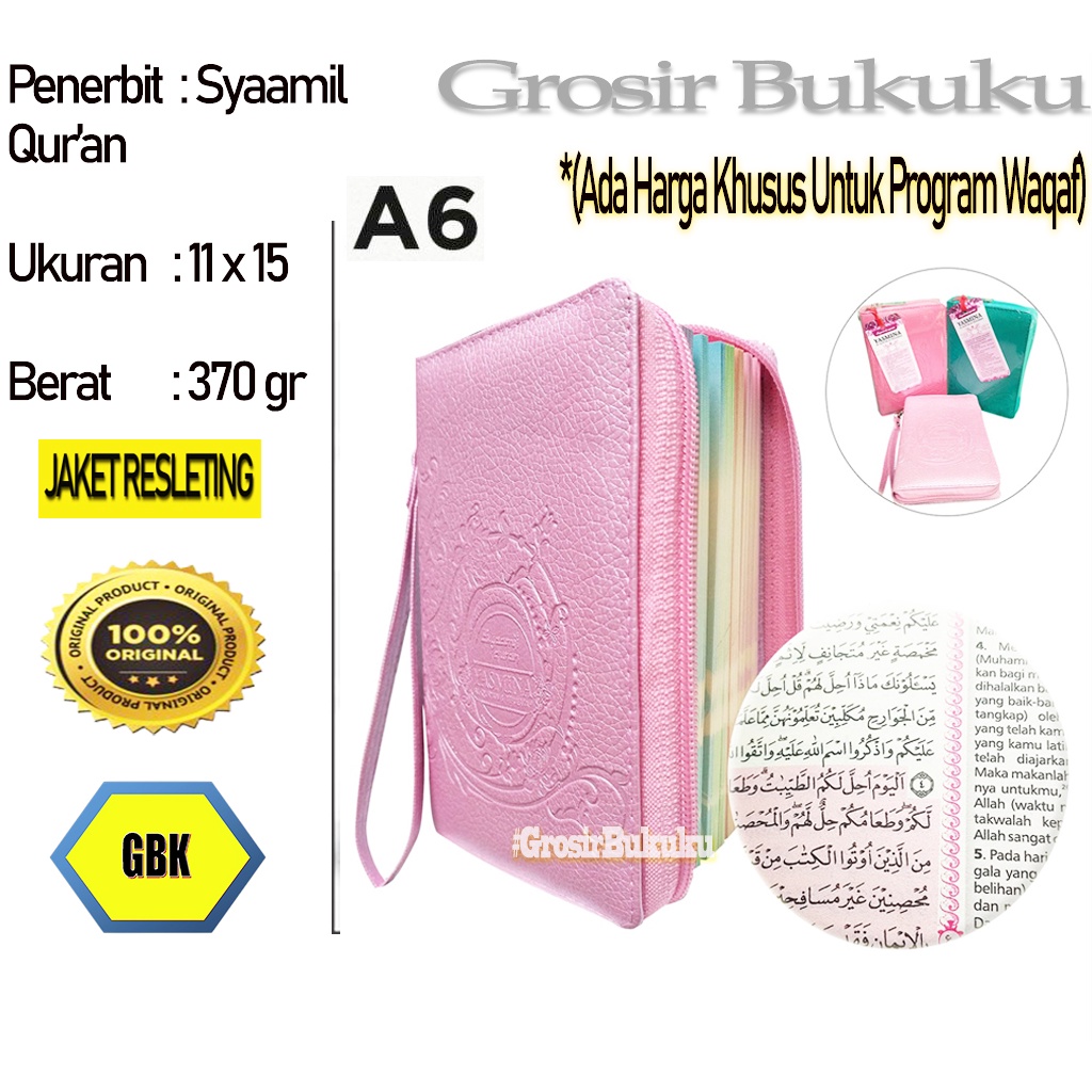 Al-Quran YASMINA A6 Jaket Resleting / Mushaf Yasmina Terjemah For Woman - Syaamil Quran