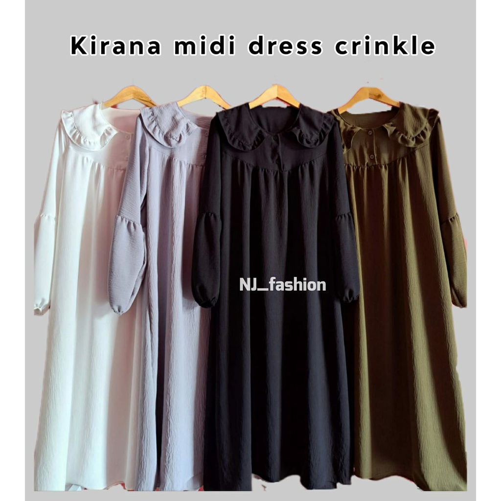 kirana midi dress crinkle - midi crinkle kekinian - midi terbaru  midi dress crinkle termurah