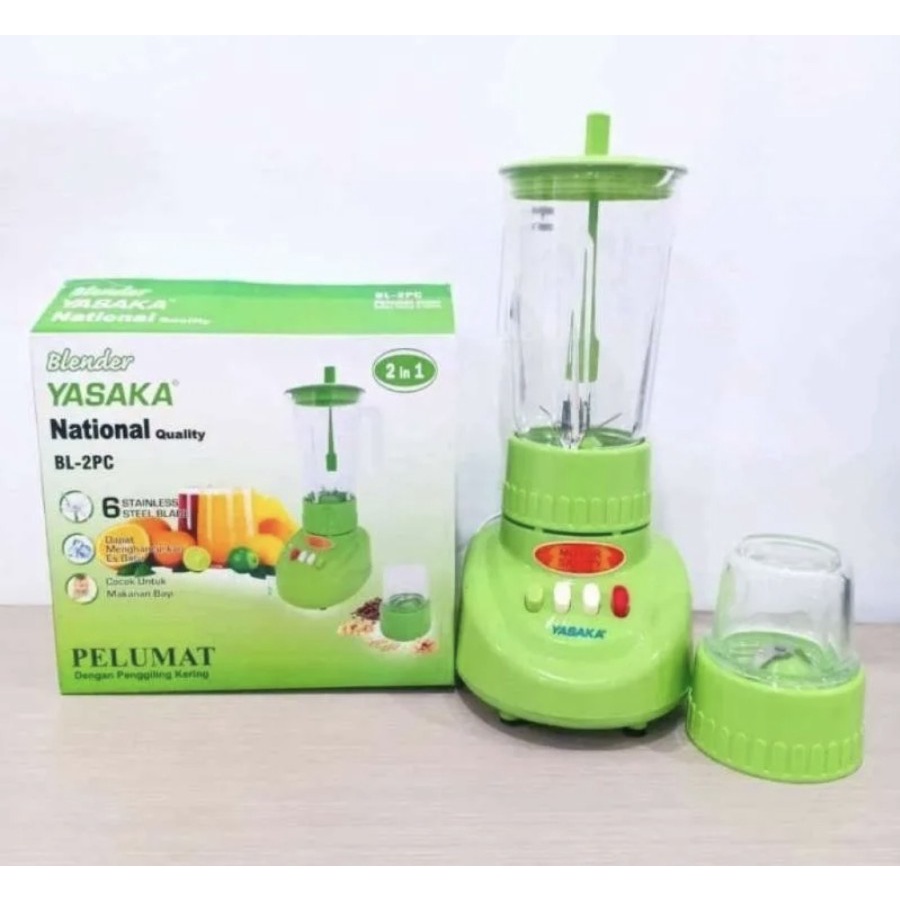 Blender Yasaka National 2in1 1L 1 Liter 6 Mata Pisau Basah Kering Gelas Anti Pecah